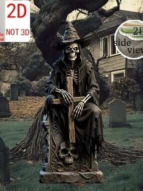2D Flat, Large-Sized Halloween Gothic Skull Tombstone Garden Decoration